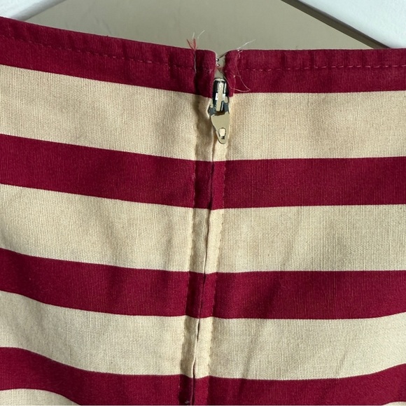 Vintage David Warren Midi Dress Fit N Flare A Line Red Striped Tomato Girl XS - Picture 10 of 14